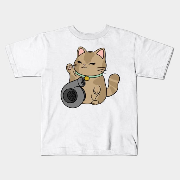 Maneki-Neko Cream Kids T-Shirt by Sakuraarts